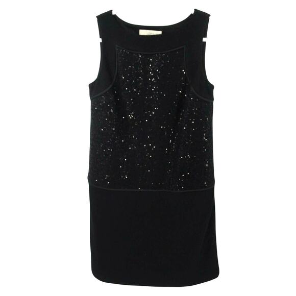 Ann Taylor LOFT Black Sequin Sleeveless Round Neck Shift Dress Size 4 - Picture 2 of 6